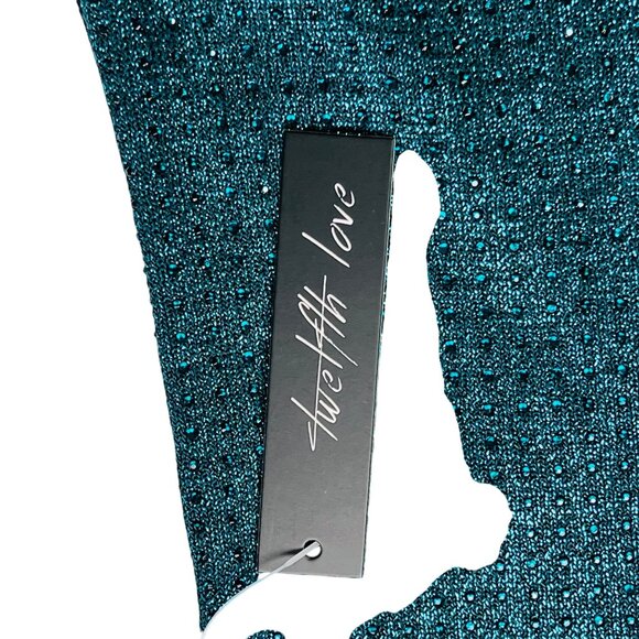 Twelfth Love Teal Metallic Long Sleeve Top Size M - Picture 10 of 10